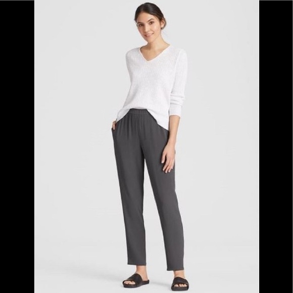 Eileen fisher slouchy silk crepe ankle pants Clearance